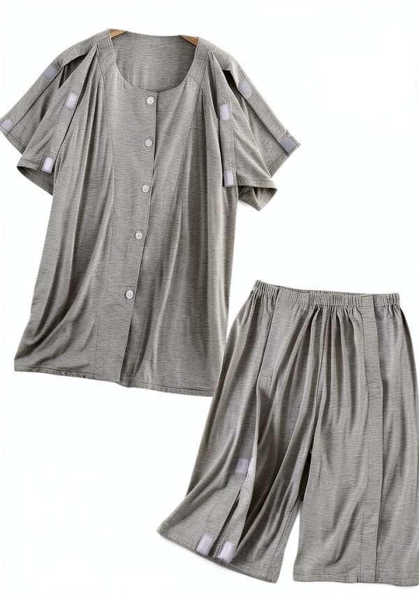 Patient Suit LAROTSUBA Nursing Gown Gray Medium Comfort-0