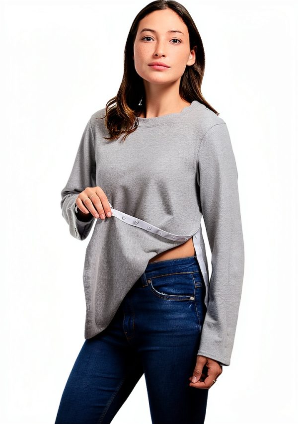 MAI Adaptive Shoulder Rehab Shirt for Women Gray Full Sleeve Medical-1