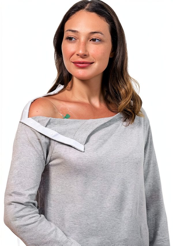 MAI Adaptive Shoulder Rehab Shirt for Women Gray Full Sleeve Medical-2