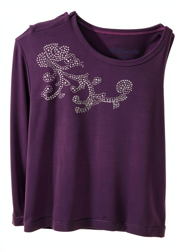 Open Back Women's Top Silverts Assisted Dressing with Rhinestone-4