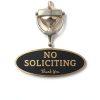No Soliciting Sign ExcelMark Small Acrylic 2x5 Black Gold-1