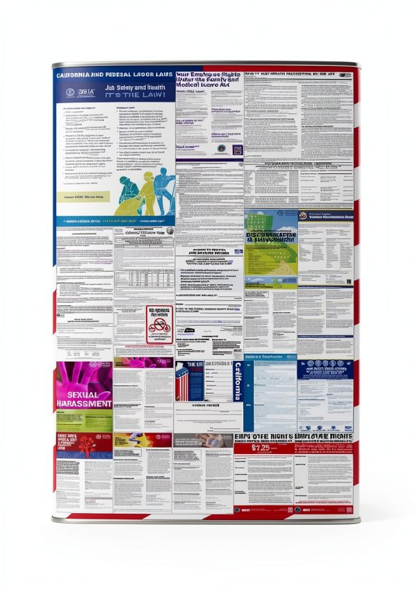 2026 California State and Federal Labor Laws Poster - English Version - OSHA Workplace Compliant - UV Waterproof Laminated 24" x 36" - Mandatory Regulations Posting for Employees-1