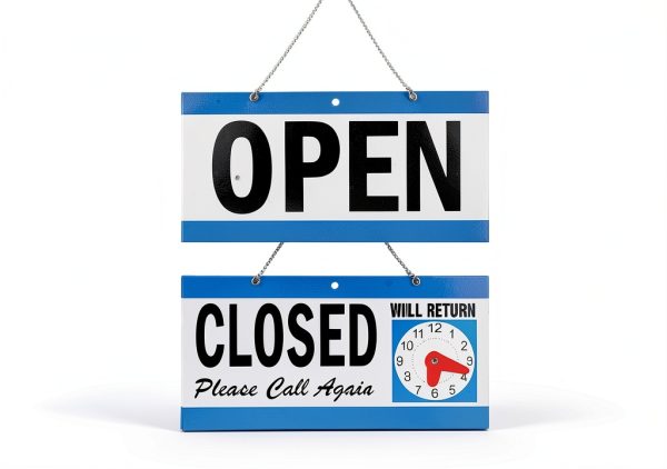 Business Hour Open Closed Sign with Suction Cups - Be Back Sign with Clock-1