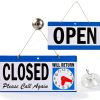 Business Hour Open Closed Sign with Suction Cups - Be Back Sign with Clock-0