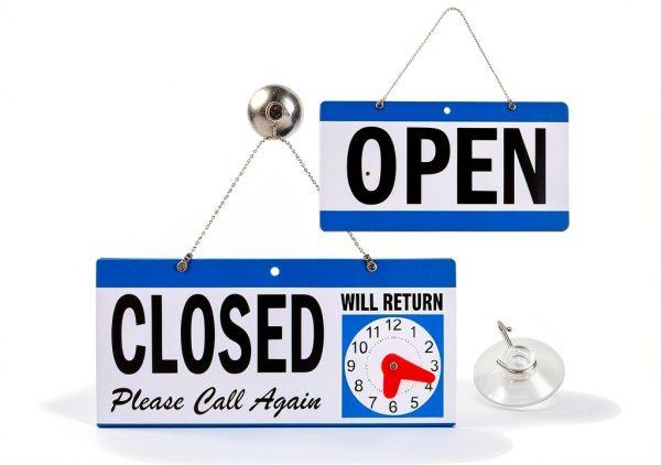 Business Hour Open Closed Sign with Suction Cups - Be Back Sign with Clock-0