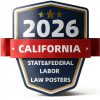 2026 California State and Federal Labor Laws Poster - English Version - OSHA Workplace Compliant - UV Waterproof Laminated 24" x 36" - Mandatory Regulations Posting for Employees-0
