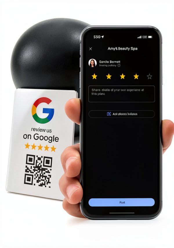 Google Review Stand ProsperQR NFC QR Stand Three Pack Gloss White-1