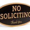 No Soliciting Sign ExcelMark Small Acrylic 2x5 Black Gold-0