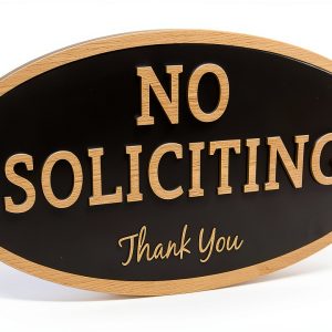 No Soliciting Sign ExcelMark Small Acrylic 2x5 Black Gold-0
